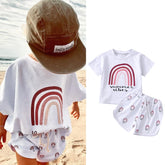 Summer Vibes - Rainbow Printed 2pcs Summer Casual Baby Boys Sets, Cotton 0-4Y